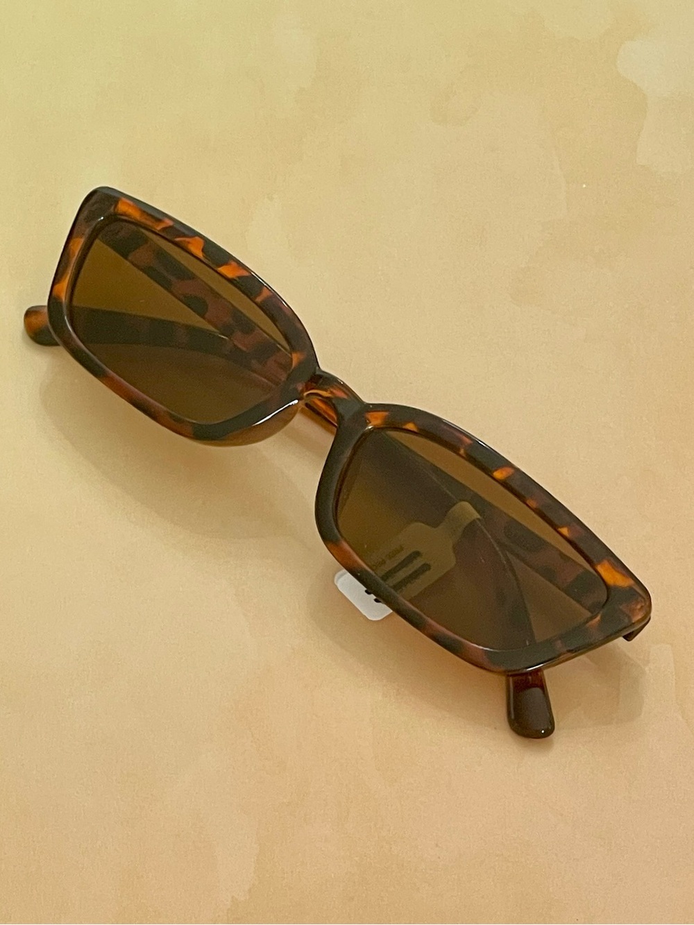 Free People Tortoiseshell Rectangular Slim Sunglasses - Brown Lenses